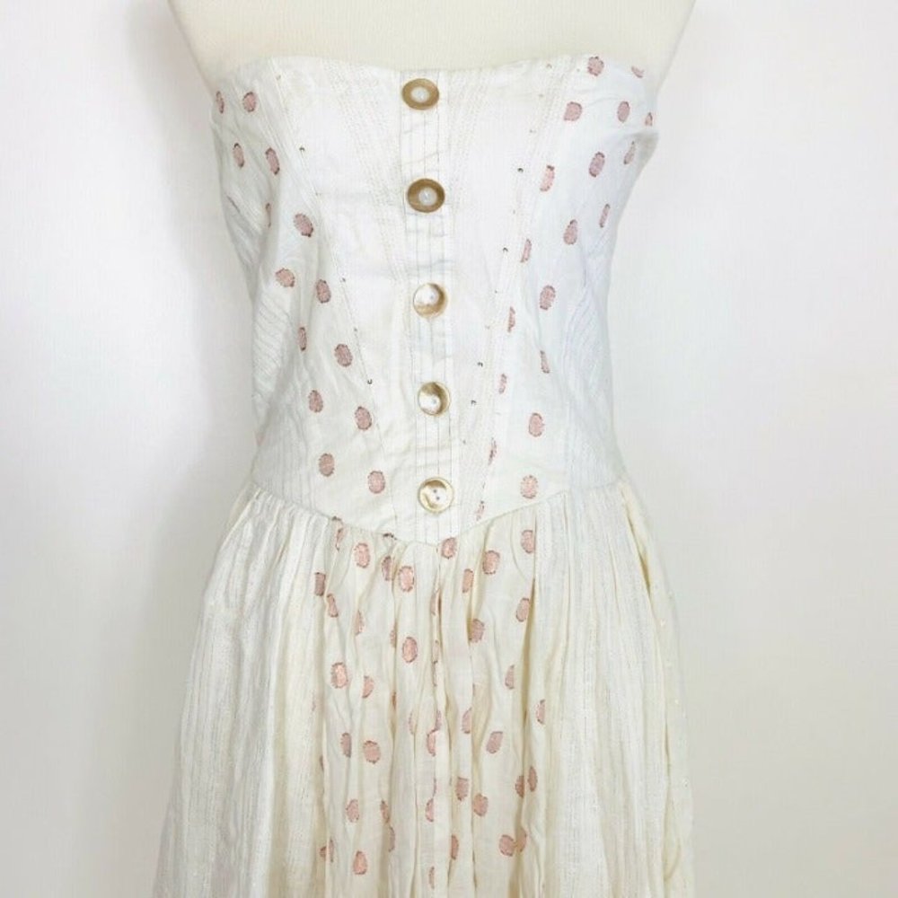 Free People Womens Amanda Ivory Polka Dt - Picture 5 of 11